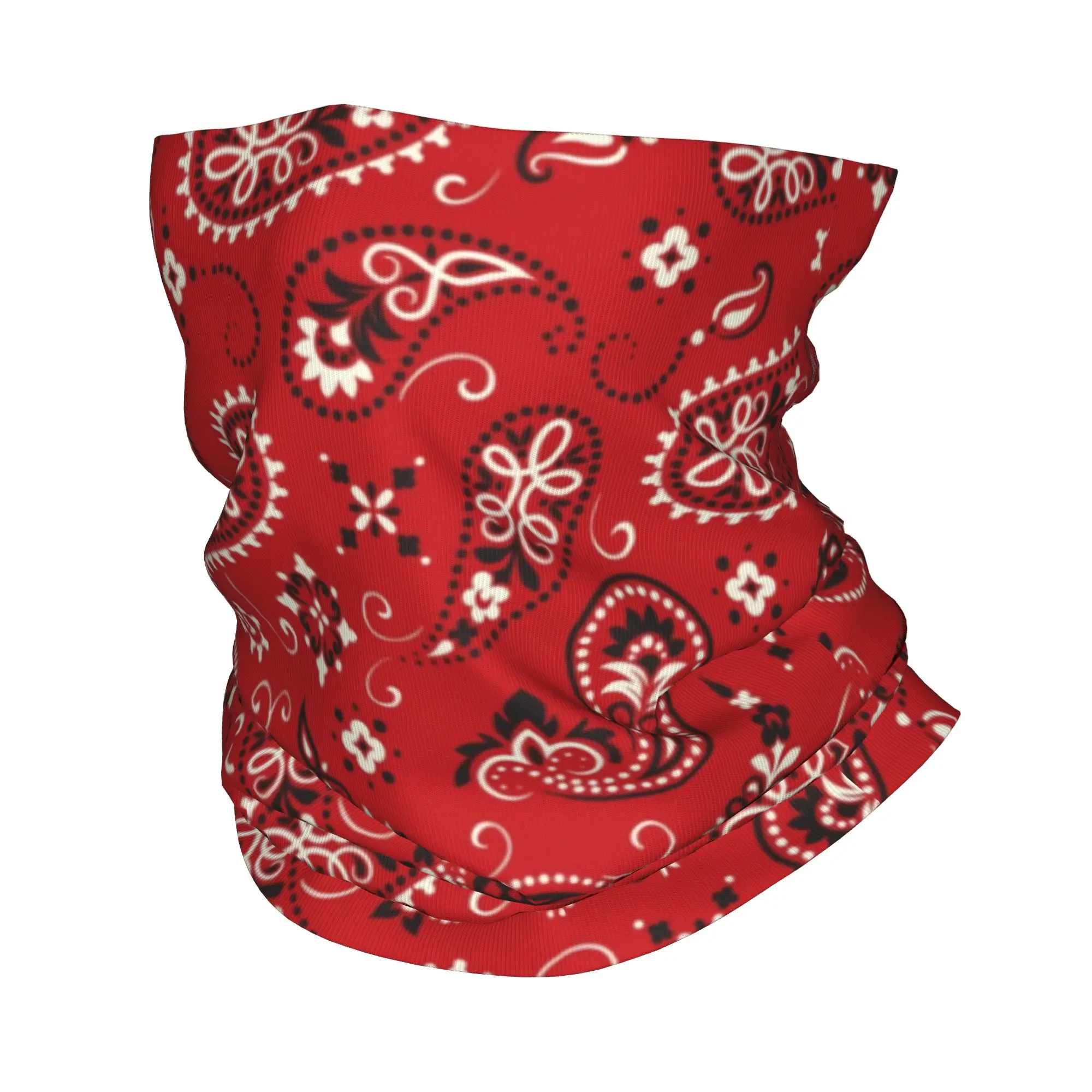 Neck Gaiter Face Cover - 新しい赤いバンダナ、バンダナネックゲイター、UVカットフェイススカーフカバー、メンズバンダナ、ペイズリー柄、ウエスタンカウボーイ、アウトロー、ヘッドウェア、チューブ、バラク