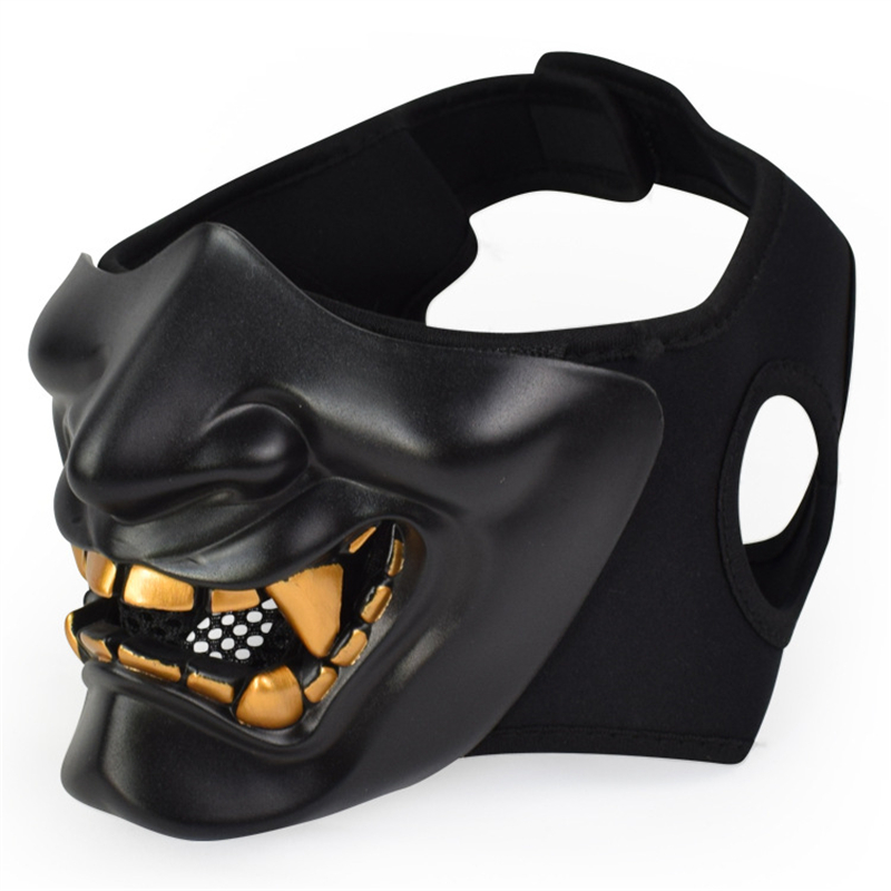 Respirator Half Face - マスクハーフ鬼コスプレ装飾サムライメンズルームパーティー衣装顔日本仮装ハロウィン樹脂マスク小道具ギフトアクセサリー