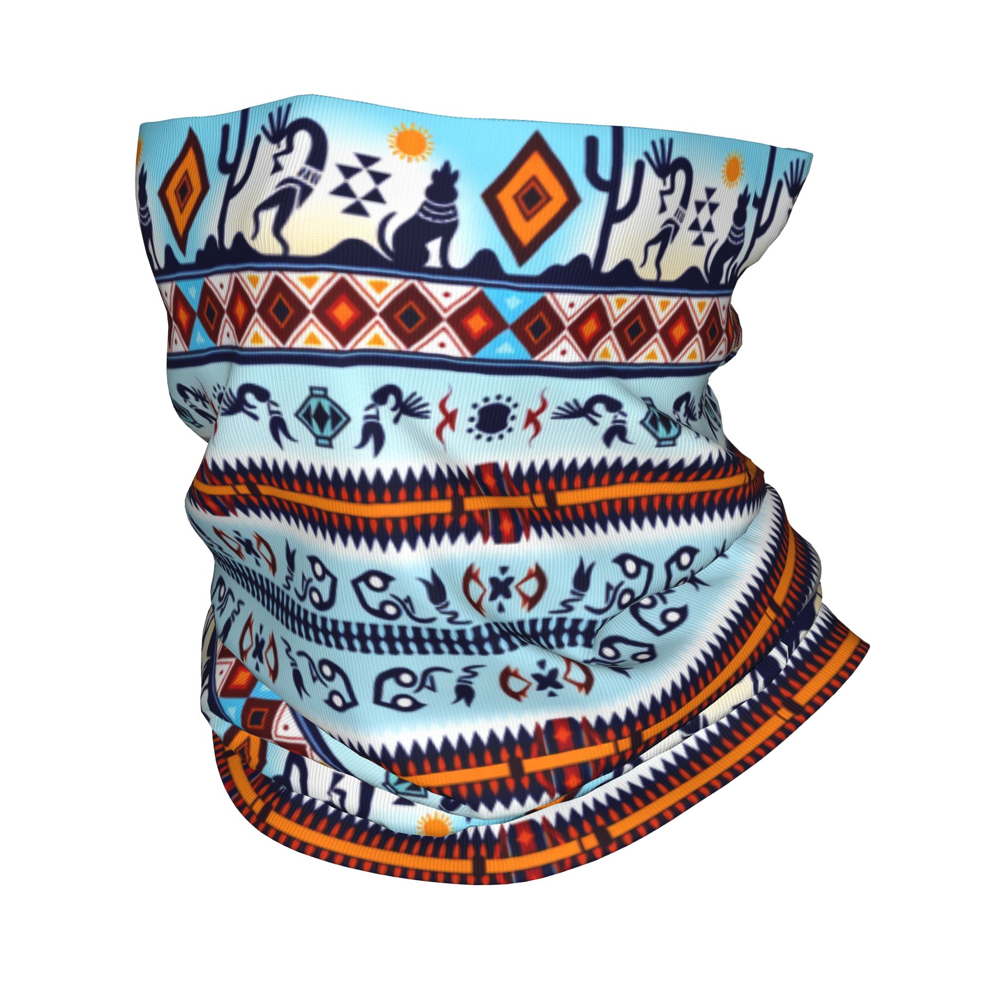 Neck Gaiter Face Cover - カスタムココペリ・ホホカム宝物バンダナネックゲイターUVカットフェイススカーフカバー男女兼用文化ヘッドウェアチューブバラクラバ