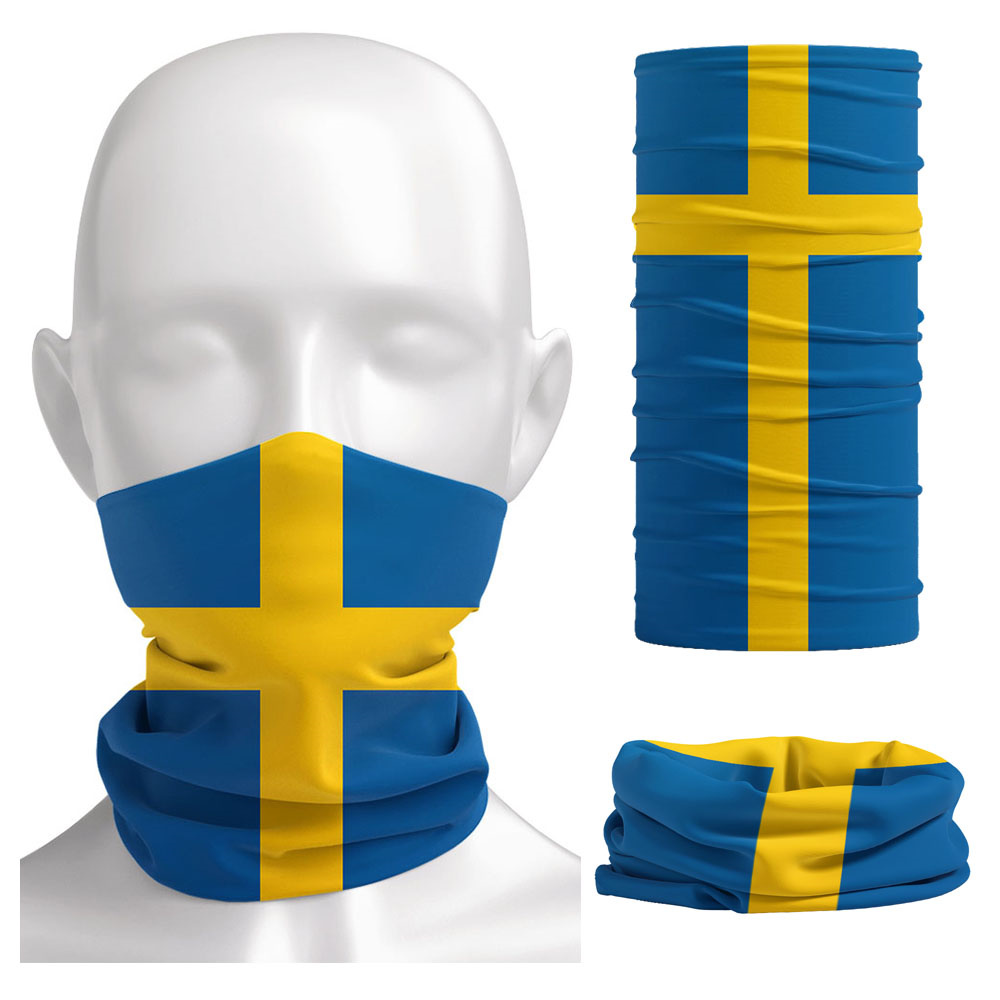 スウェーデン国旗プリントバンダナヘッドウェアライディングバラ - Neck Gaiter Face Cover のレビューと価格