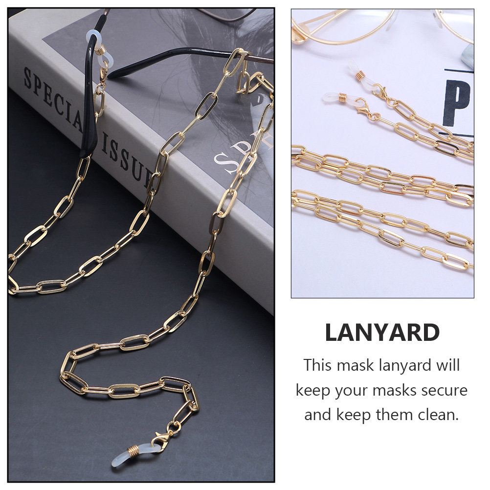 メタルゴールドペーパークリップリンクメガネチェーンマスクスト - Mask Chain Holder のレビューと価格